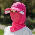 Outdoor-UV-Sonnenhut mit versenkbarer Krempe und Gesichtsmaske für vollen Sonnenschutz - Verstellbar / Fuchsia