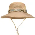 Cappello da sole kaki da uomo con tesa larga, rete traspirante e cinturino regolabile - M (56-58cm) / Kaki