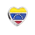 Heart-shaped charm bead with Venezuela flag colors and white stars for DIY bracelets - 1 Piece / Venezuela Style