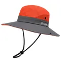 Oranje en grijze outdoor zonnehoed met brede rand en ademend mesh materiaal - M (56-58cm) / Oranje
