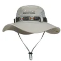 Cappello da sole grigio da uomo con tesa larga, rete traspirante e cordino regolabile - M (56-58cm) / Grigio