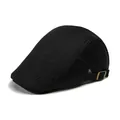 Men's black mesh breathable flat cap with adjustable metal buckle for summer sun protection - Adjustable / Black