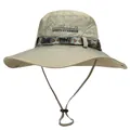 Dettaglio cappello parasole con prese d'aria in rete e tessuto kaki con ricamo fine - M (56-58cm) / Verde Militare Chiaro
