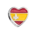 Heart charm bead with Spanish flag enamel finish for DIY bracelets and jewelry - 1 Piece / Spain Style