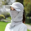 Grey multi-functional sun hat with neck flap and wide brim for outdoor protection - Adjustable / Gray