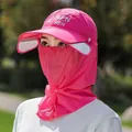 Rosaroter Outdoor-Sonnenhut mit Gesichtsmaske und Nackenschutz für vollen UV-Schutz - Verstellbar / Fuchsia