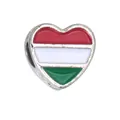 Heart-shaped Hungary flag bead pendant in red, white, and green enamel for DIY bracelets - 1 Piece / Hungary Style