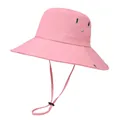 Sombrero rosa de ala ancha con orificios de ventilación y correa ajustable - M (56-58cm) / Rosa