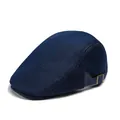 Detail of navy mesh flat cap showing breathable fabric and metal adjustable buckle - Adjustable / Navy Blue