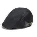 Detail of black breathable mesh beret cap with adjustable strap and metal buckle - Adjustable / Dark Gray