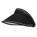 Detailed side view of the black UPF50+ sun visor with white piping and brand label - Adjustable / Black