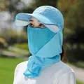 Hellblauer Outdoor-Sonnenschutzhut mit atmungsaktivem Gesichtsschutz und Nackenschutz - Verstellbar / Himmelblau
