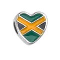 Heart-shaped Jamaica flag charm in alloy with green and yellow enamel for DIY bracelets - 1 Piece / Jamaica Style