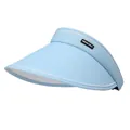 Detailed side view of light blue wide brim sun visor with UV protection fabric - Adjustable / Sky Blue