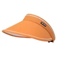 Detail of orange wide brim sun visor with UPF50+ protection and contrast white piping - Adjustable / Orange