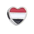 Heart-shaped flag charm with red white and black stripes and hollow metal design - 1 Piece / Yemen Style