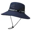 Cappello da sole blu navy per uomo con rete traspirante e tesa larga per escursionismo - M (56-58cm) / Blu navy
