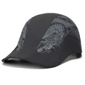 Béret gris foncé respirant en maille avec imprimé dragon et trous de ventilation - Réglable / gris foncé