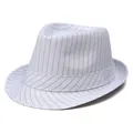Close-up of white jazz hat with vertical black stripes showing fabric texture - M (56-58cm) / White