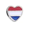 Heart-shaped charm bead with Netherlands flag colors in enamel for DIY bracelets - 1 Piece / Netherlands Style