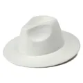 Detalle de sombrero de fieltro blanco con costuras finas y textura de tela suave - M (56-58cm) / Blanco
