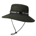 Cappello da sole verde militare a tesa larga con rete traspirante per escursioni - M (56-58cm) / Verde Militare
