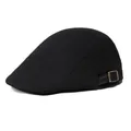 Klassische schwarze Schiebermütze aus Baumwollcanvas mit verstellbarer Bronzeschnalle - Schwarz (Verstellbar)