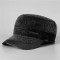 Winter-Schirmmütze für ältere Herren mit Ohrenschutz aus dunkelgrauem Tweed-Stoff - Verstellbar / Grau