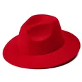 Vista superior de un sombrero fedora de lana roja con ala ancha y copa de lágrima - M (56-58cm) / Rojo