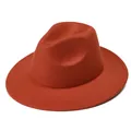 Detalle de la textura de fieltro de lana y ala ancha de este sombrero fedora de otoño - M (56-58cm) / Naranja