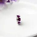 Charm in argento con tre cuori in smalto viola per bracciali e gioielli fai da te - Viola