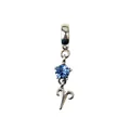 Silver Aries zodiac charm with blue crystal pendant for DIY bead bracelets - Aries