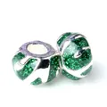 Perle tonneau verte pailletée avec grand trou pour création de bijoux DIY charm - Vert