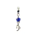 Silver Capricorn zodiac charm with deep blue crystal for DIY charm bracelets - Capricorn
