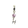 Silberner Fische Sternzeichen Anhänger mit rosa Kristall für DIY Armbänder und Ketten - Fische