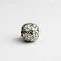Silver bead charm with white enamel flower pattern for DIY bracelet jewelry - Hollow Flower Ball Style (H1-11) / White