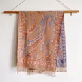 Chale de cachemira marrón con estampado de cachemira y elegantes flecos para otoño - Bbxs-514 Caqui / 200*65cm