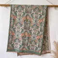 Sciarpa effetto cashmere con motivo paisley e jacquard floreale con frange retrò - 180*65cm / Verde