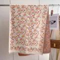 Tweezijdige gebloemde kasjmier sjaal in beige en bruin met oranje rozenpatroon - 180*65cm / Beige
