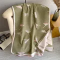 Bufanda gruesa tacto cachemir con jacquard de diente de león verde rosa y flecos - 180x65cm / Verde