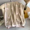 Chal de imitación de cachemira caqui con motivos de dientes de león y flecos cortos - 180x65cm / Caqui