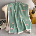 Thick cashmere-like scarf in sage green with dandelion pattern and fringed tassels - 180x65cm / Light Green