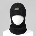 Men's winter balaclava set with ribbed knit beanie and neck warmer in black - One Size / Black Zirconia Set