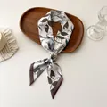 Foulard élégant en soie artificielle à imprimé floral pour sacs ou coiffure - 100PD-097 / 7*100cm