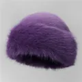 Close-up of fluffy purple faux fur winter hat showing soft texture and premium warmth - M (56-58cm) / Purple