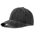 Berretto da baseball grigio scuro lavato con effetto invecchiato e cinturino - Regolabile / Nero