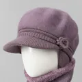 Conjunto de gorro de punto y bufanda para mujer en color lila con forro polar - Solo Gorro / Taro