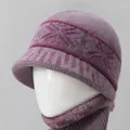 Conjunto de gorro y bufanda de punto para mujer en color púrpura con forro de felpa - Taro / Solo Gorro
