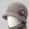Conjunto de gorro de punto y bufanda de invierno para mujer en elegante rosa empolvado - Solo Gorro / Caqui