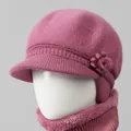 Conjunto de invierno rosa con gorro de punto con orejeras y bufanda forrada - Solo Gorro / Rosa Empolvado